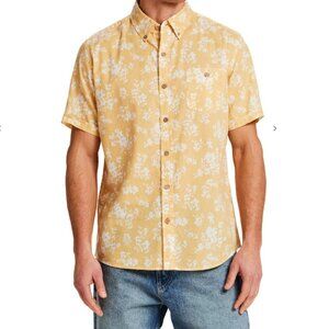 Original Weatherproof Vintage Button Down Shirt Misted Yellow Floral Linen M